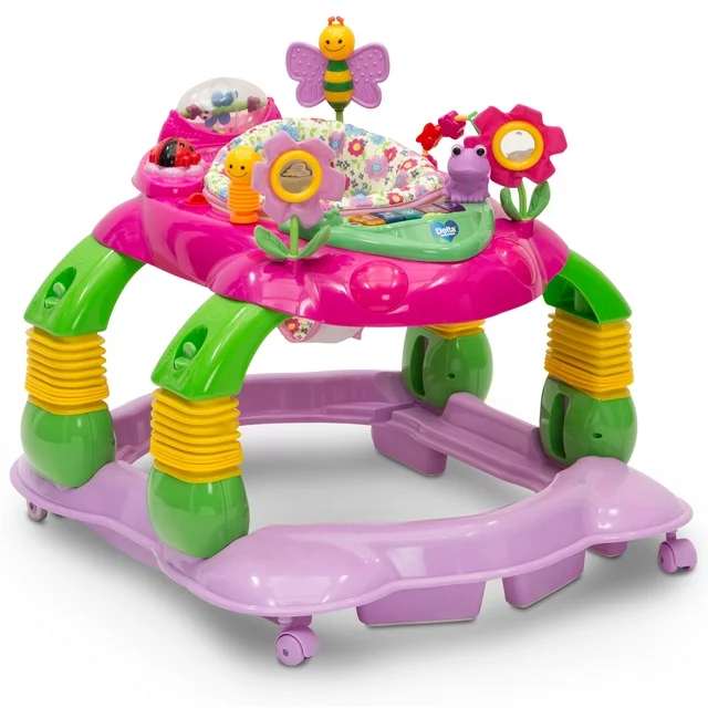 Delta Children Lil’ Play Station 3-in-1 Activity Walker, Pink Floral Garden