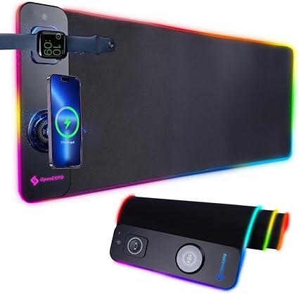 M15WR Wireless Charging RGB Gaming Desk Mat/Mouse pad, 3 in 1 Wireless Charging, 15 RGB Light Modes