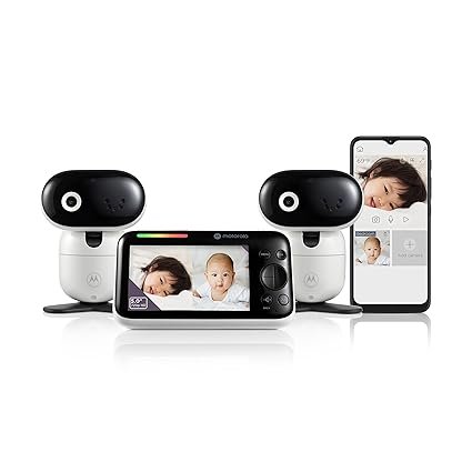 Motorola Nursery PIP1610 2-Camera Video Baby Monitor, 2-Way Audio, 5" Screen, 1000ft Range, Wall Mou