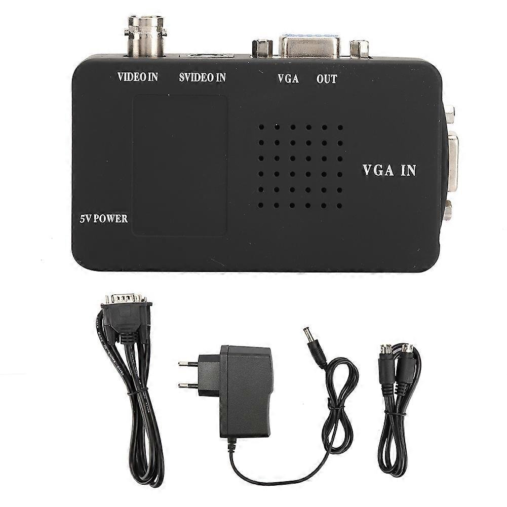 BNC S Video To VGA HD Converter Adapter For Computer PC Monitor UK EU Plug