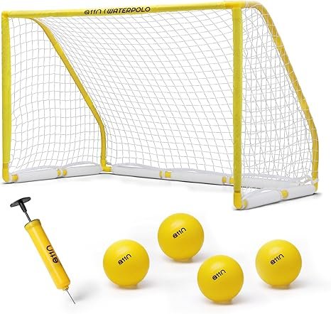 A11N Sports Floating Water Polo Goal Set – Large 4.7ft x 3.1ft Pool Net with 4 Balls – Fun Summer Ba