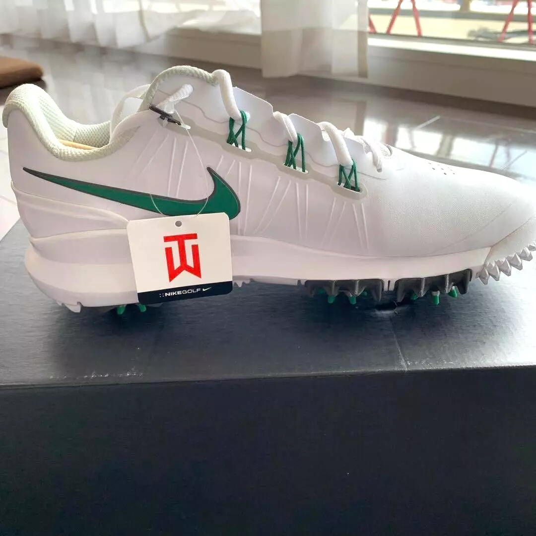 #Nike Tiger Woods TW14 Golf Shoe White / Green MASTERS TW13 US 9.5 / UK 8.5 [NEW