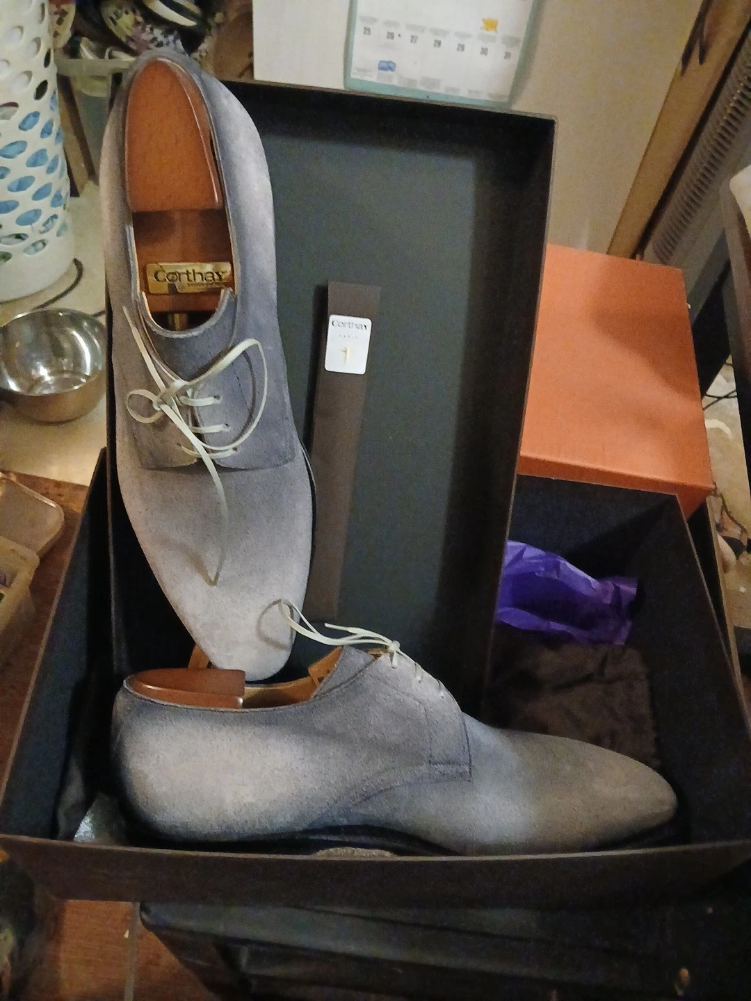 Corthay, Sergio Pullman Blue Sued Shoes Brand New! Size 10.5