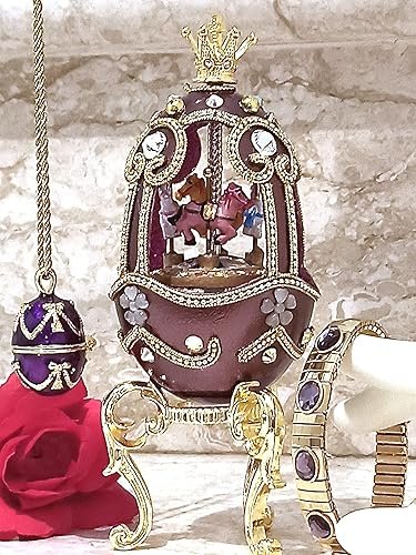 18th Anniversary gifts for her Musical Faberge Egg Horse lover Gifts for women ONE OF A KIND Purple 