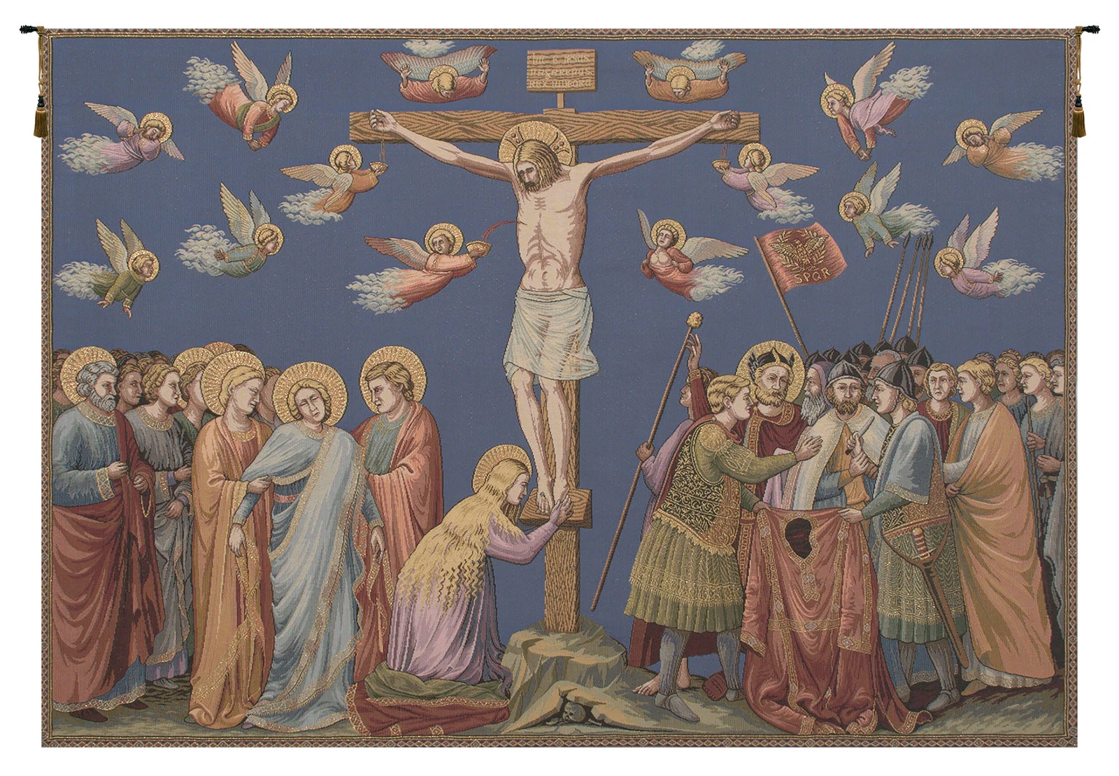 Crocifissione Italienischer Religiöser Wandteppich Wandbehang Wohndeko Neu 37x53